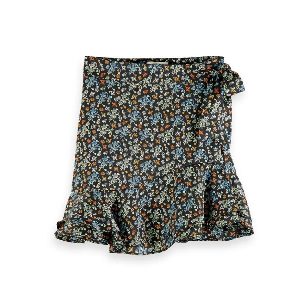 Scotch & Soda Blue Brown Wrap Mini Skirt
